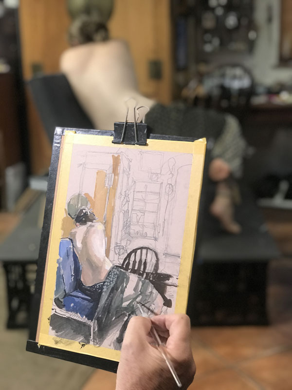 Gouache urban sketch