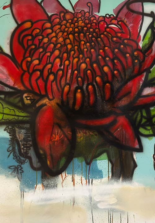 Ric Abel's painting for the Waratah Festival, Robertson